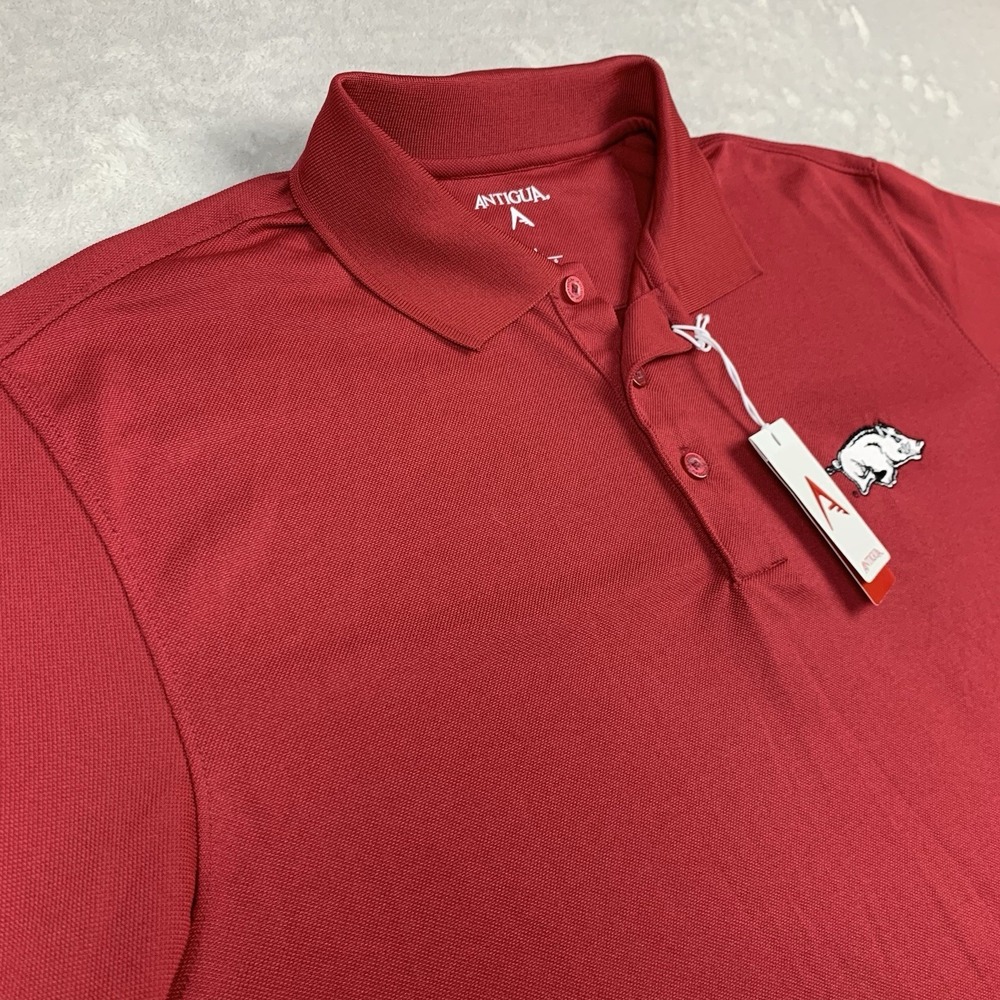 New Antigua Arkansas Razorbacks Polo Golf Shirts Large Red Performance Sports